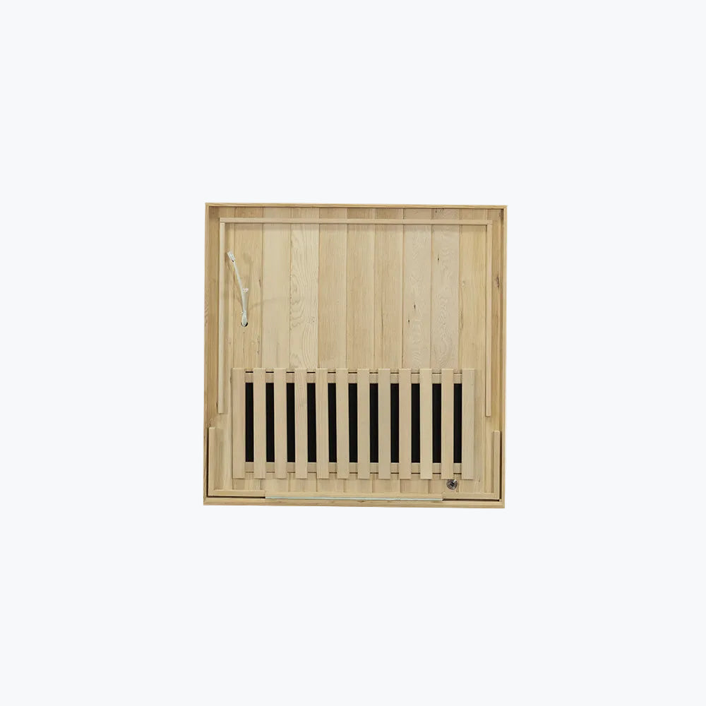 WizziSaunas SH01 Infrared Sauna hemlock floor panel with carbon heater slats white background