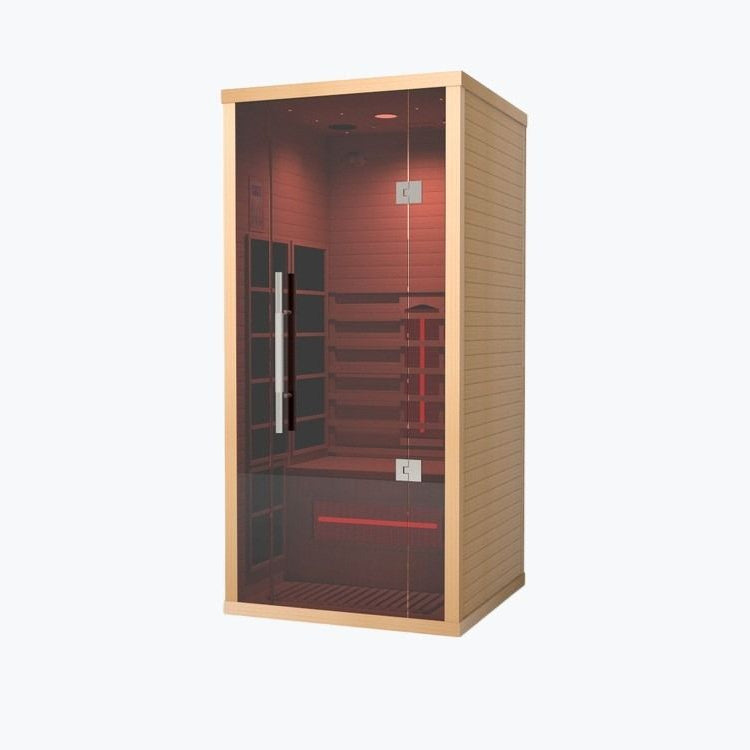 Lumin One Infrared Sauna 1-2 Person Indoor Sauna angled off center view