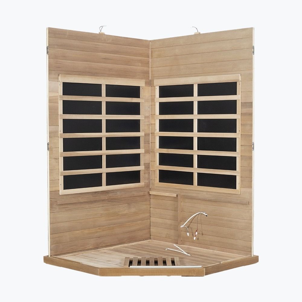 WizziSaunas SR07 Red Cedar Infrared Sauna assembly step 3 showing two wall panels connected by WizziSauna