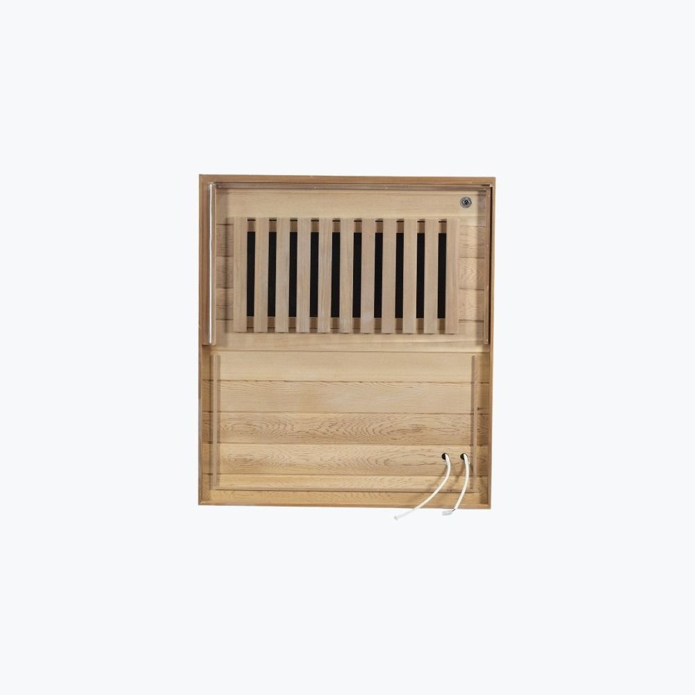 WizziSaunas 909MX Mini red cedar infrared sauna assembly step 0 — floor panel layout.