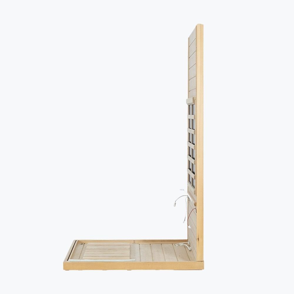 Wooden bunk bed with ladder on a white background