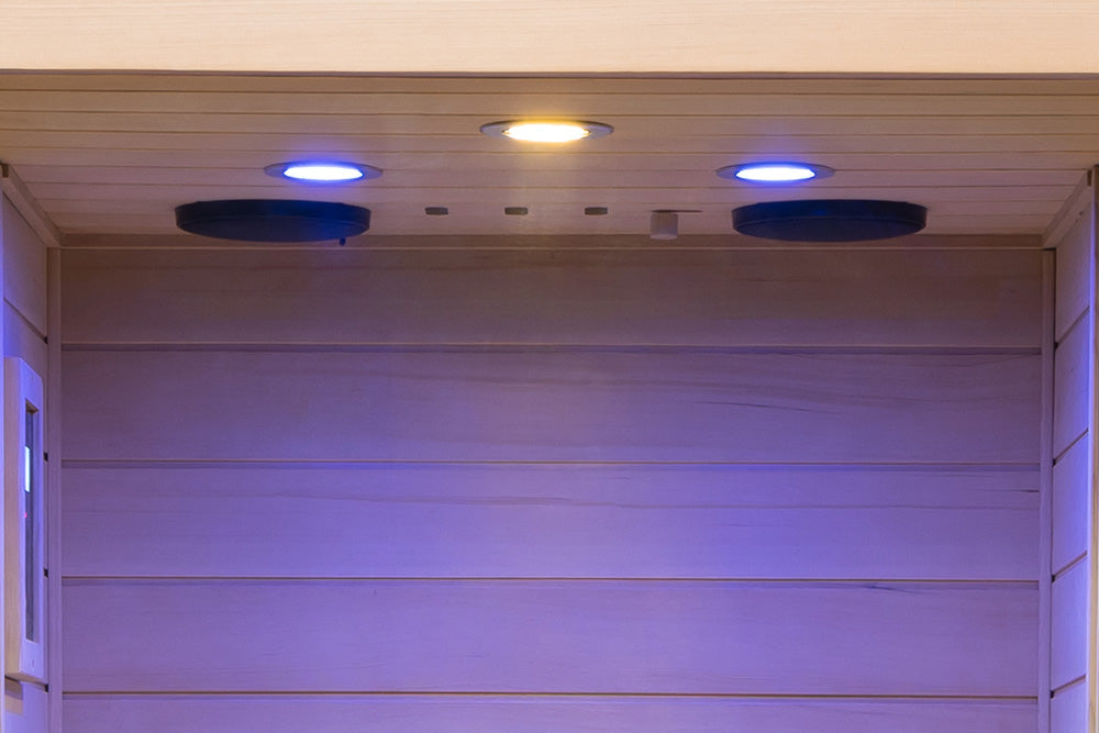 Ceiling with recessed lights and a white wall
