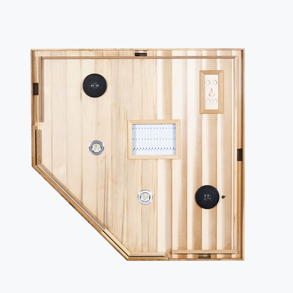 WizziSaunas SR07 Red Cedar Infrared Sauna ceiling assembly panel with Bluetooth speaker and control unit by WizziSauna