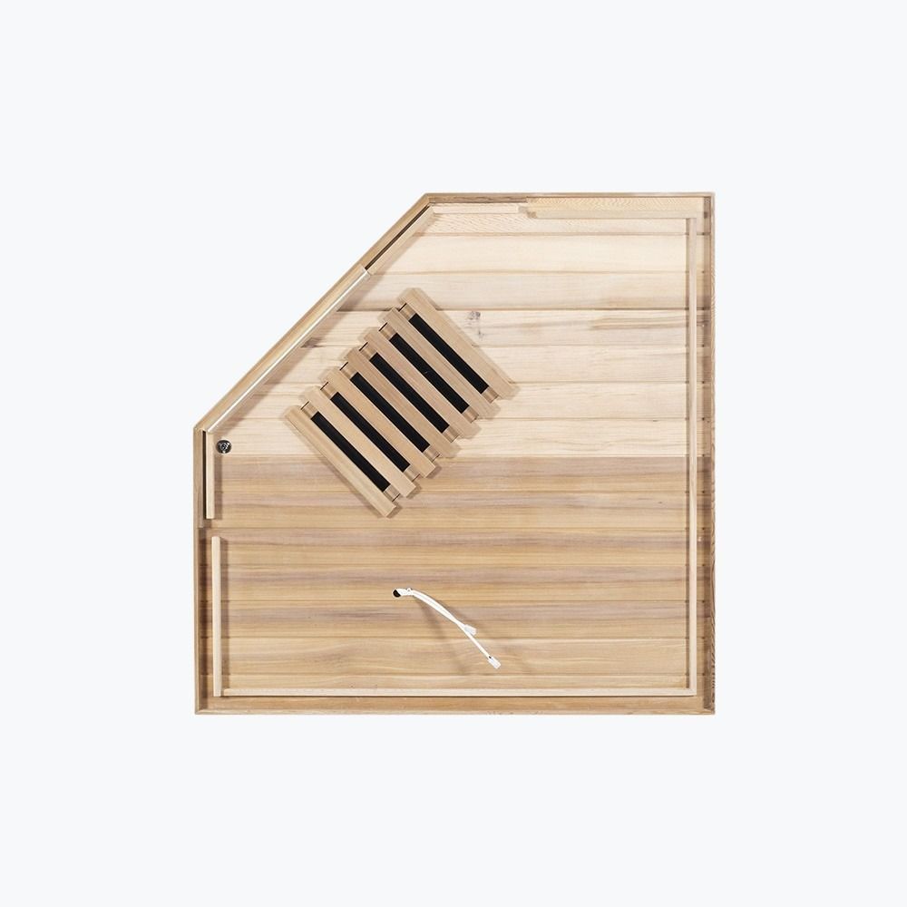 WizziSaunas SR07 Red Cedar Infrared Sauna floor vent and grille detail view by WizziSauna