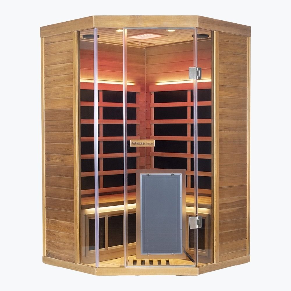WizziSaunas SR07 Red Cedar Infrared Sauna assembly step 13 showing completed sauna.
